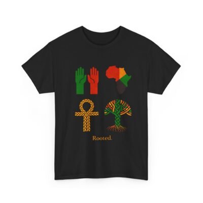 Rooted - Pan-African Icon T-Shirt | Heritage Rooted Africa Symbols T-Shirt