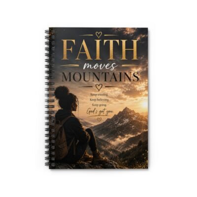 Faith Moves Mountains Spiral Notebook Inspirational Christian Journal, 'Keep trusting, Keep believing' Ruled Notebook