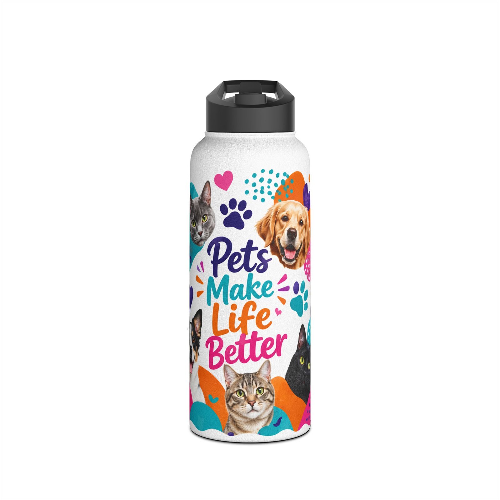 Pets Make Life Better Stainless Steel Water Bottle - Image 7