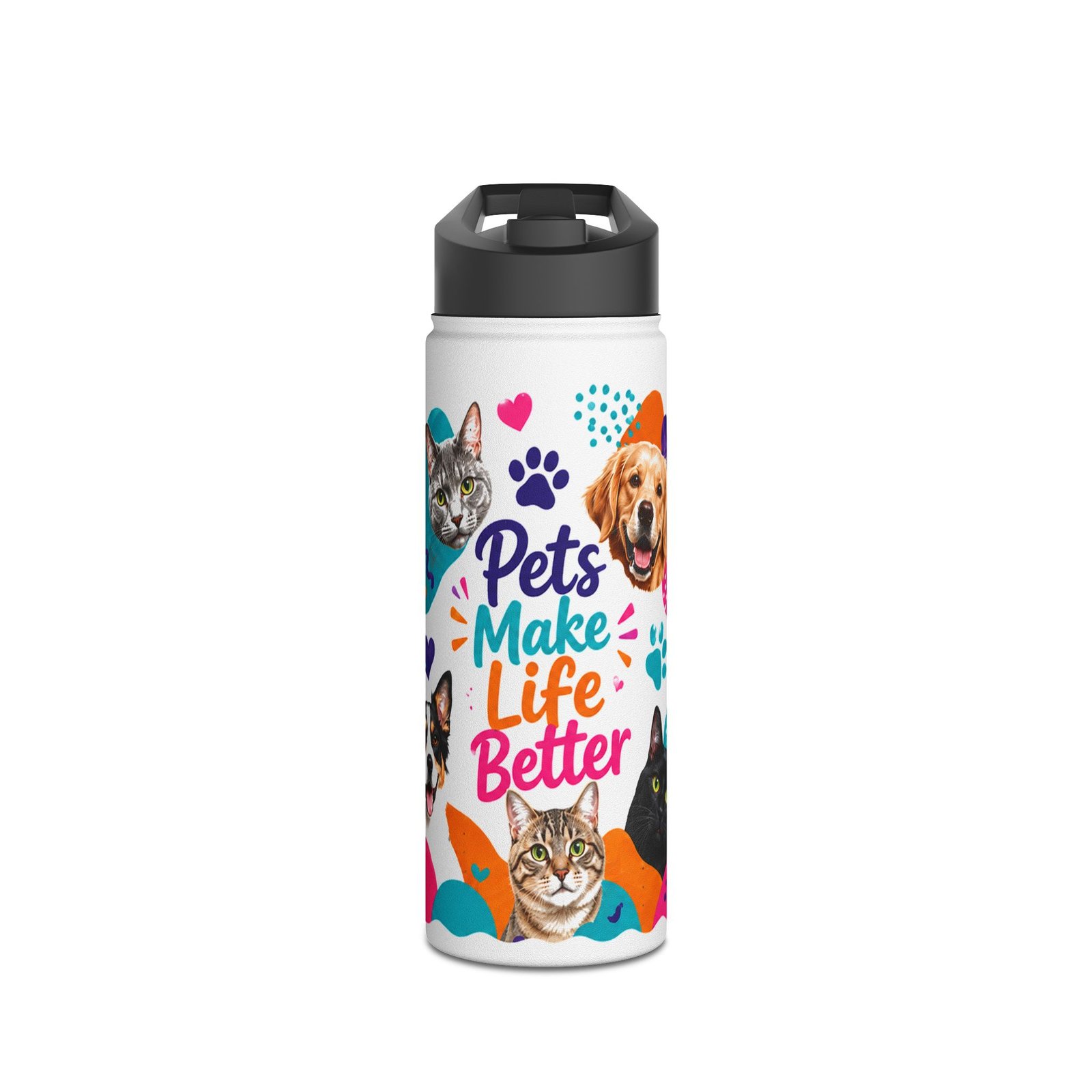 Pets Make Life Better Stainless Steel Water Bottle - Image 4