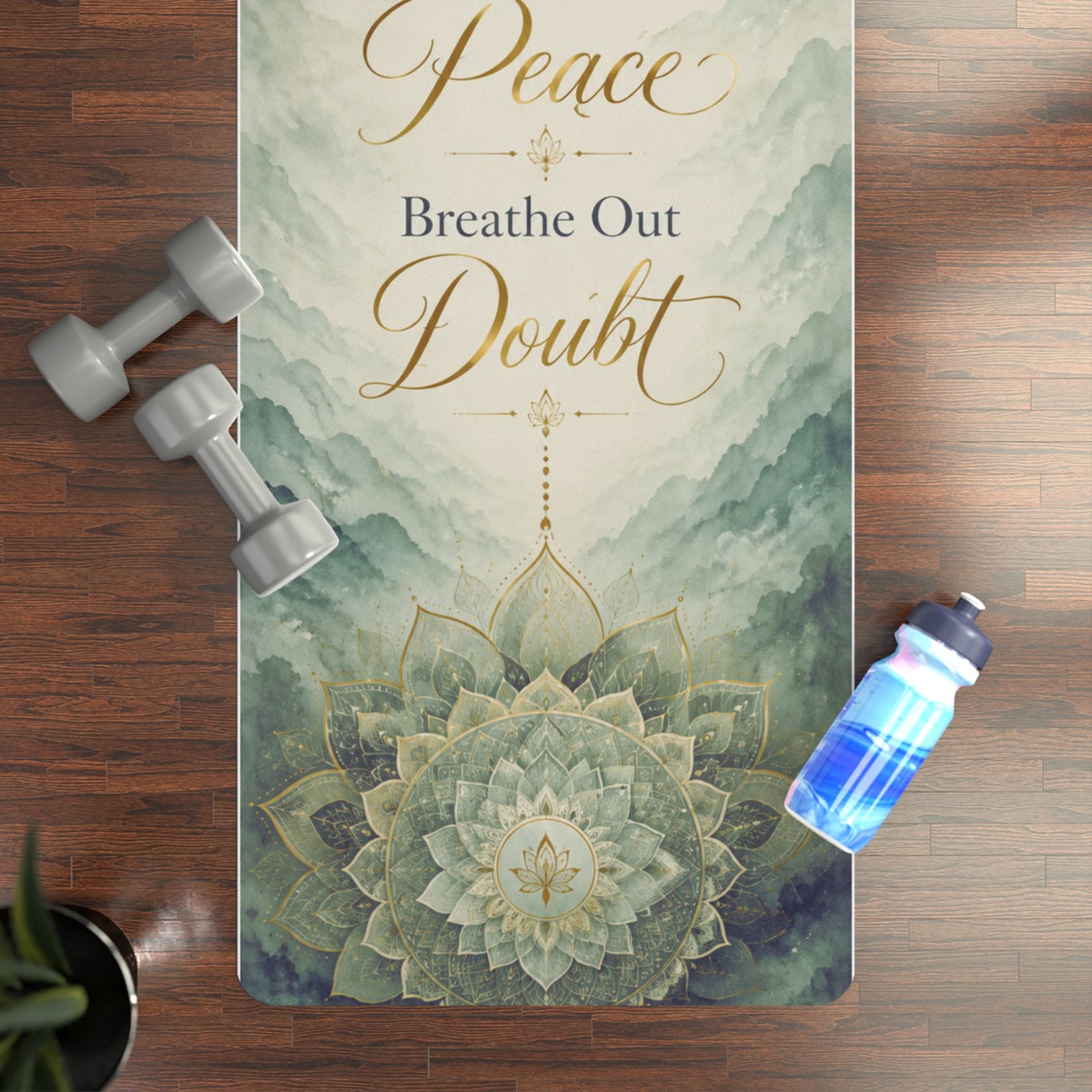 Breathe In Peace, Breathe Out Doubt Lotus Yoga Mat - Image 4