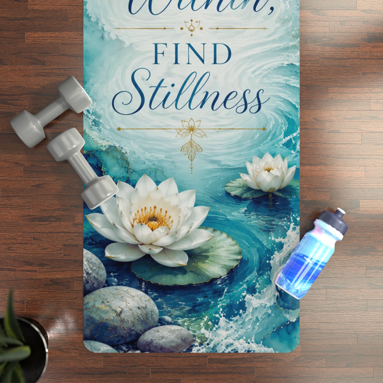 Flow Within, Find Stillness Lotus Yoga Mat - Image 4