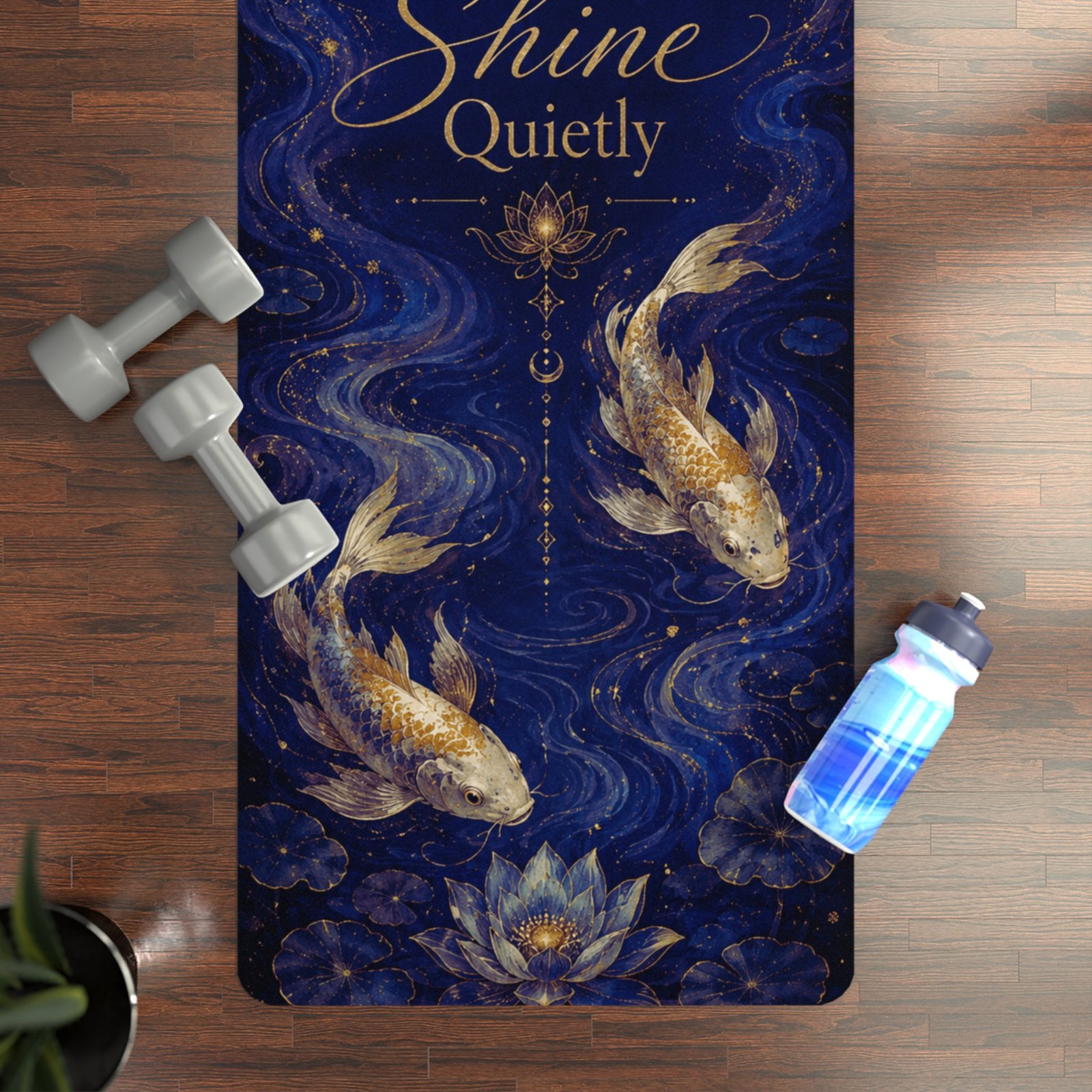 Flow Softly, Shine Quietly Moonlit Koi Yoga Mat - Image 4