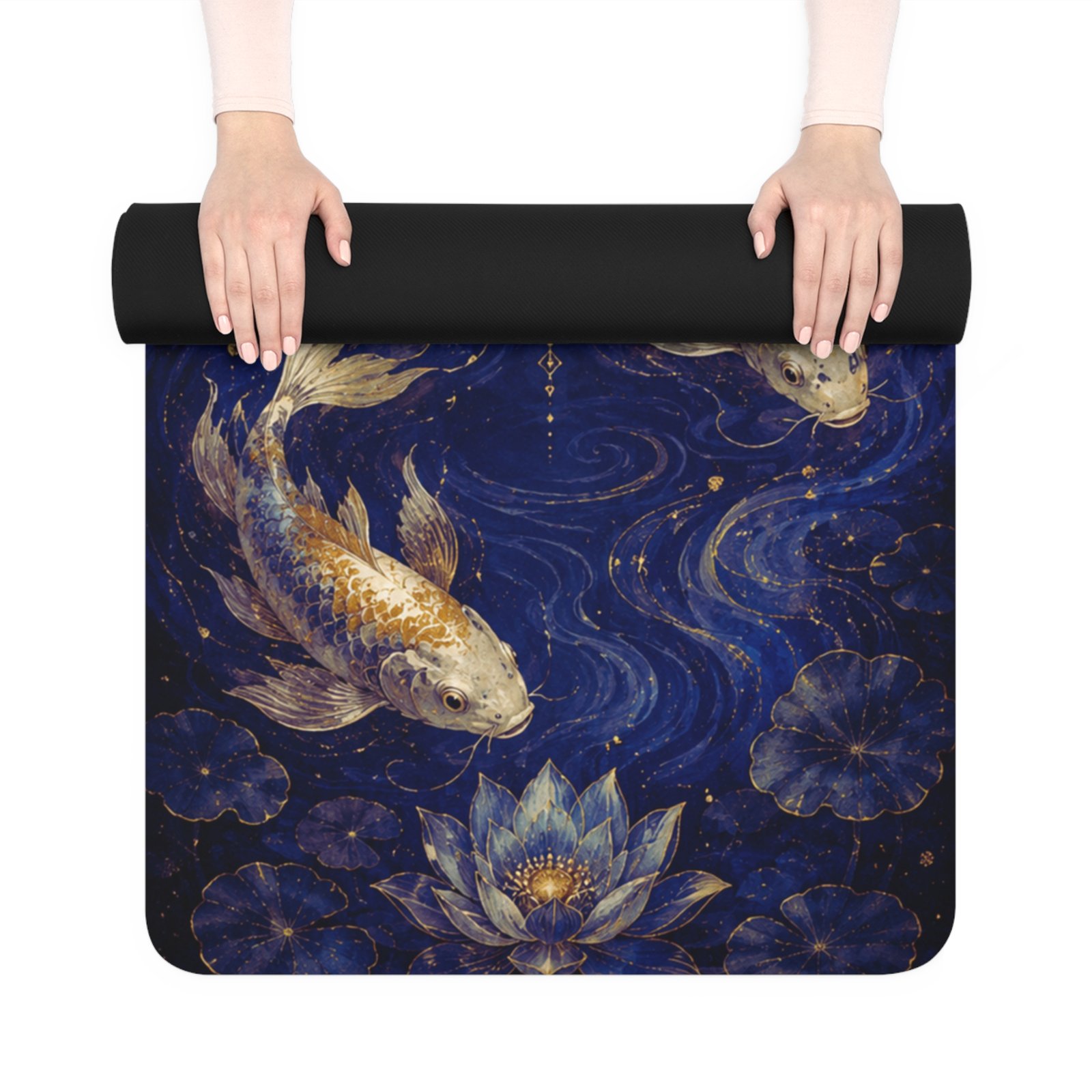 Flow Softly, Shine Quietly Moonlit Koi Yoga Mat - Image 3