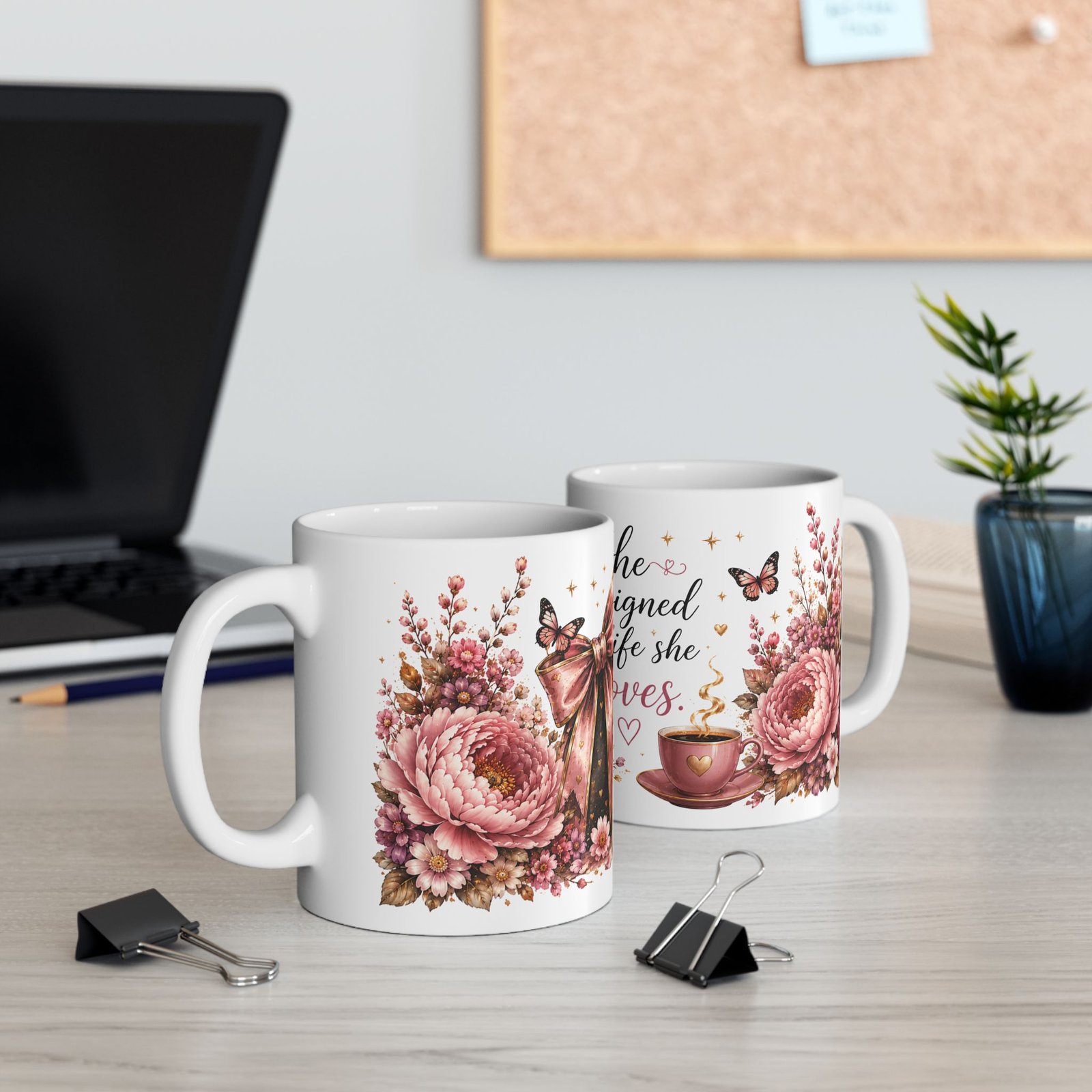 She Designed a Life She Loves Floral Ceramic Mug - Image 5