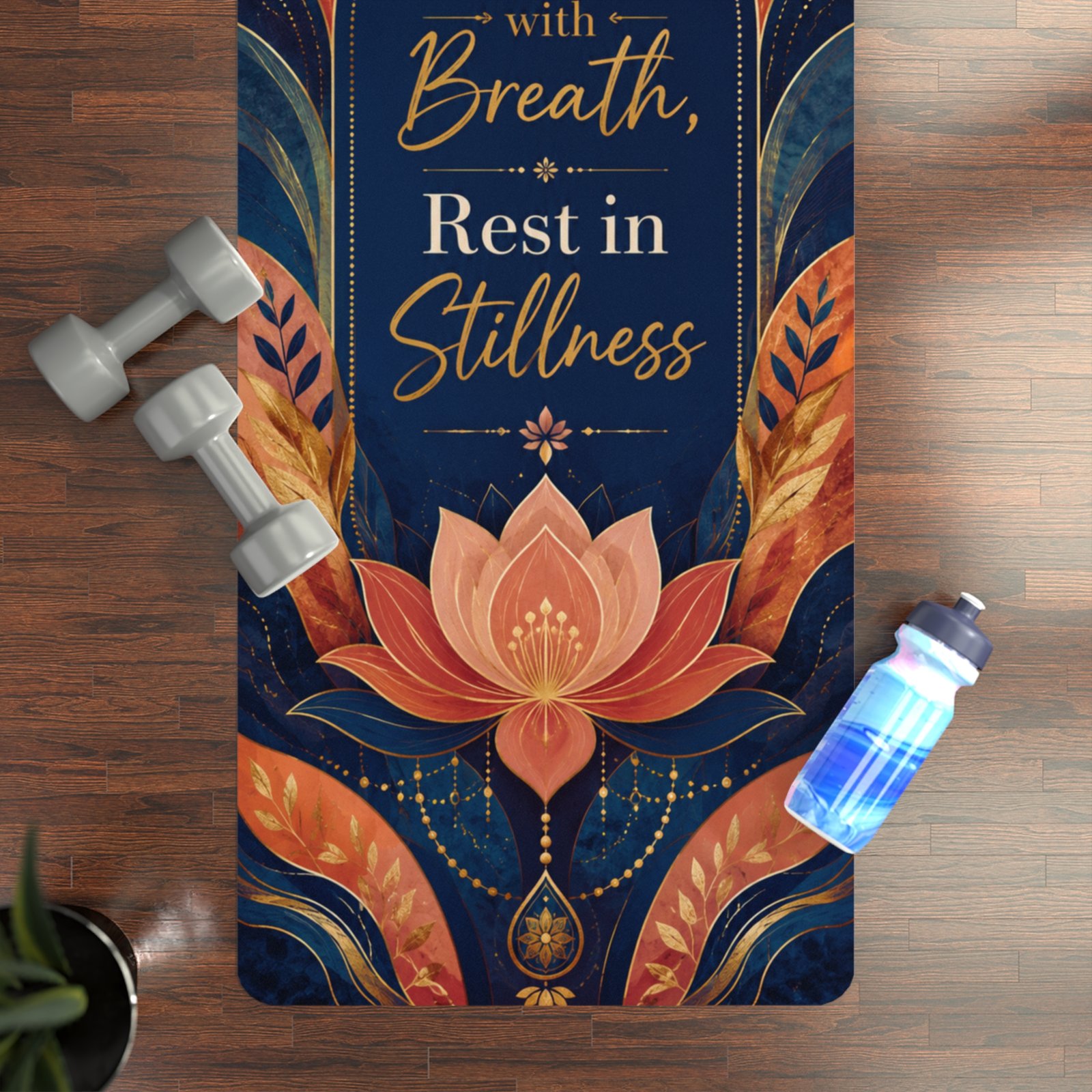 Move with Breath, Rest in Stillness Lotus Yoga Mat - Image 4